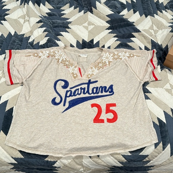 We The Free Beige and Red Short Sleeve Tee - Picture 3 of 6